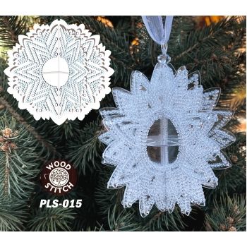 PLS-015 Объемная хрустальная снежинка. Вышивка бисером на пластиковой основе 