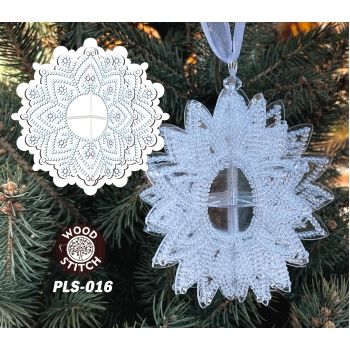 PLS-016 Объемная хрустальная снежинка. Вышивка бисером на пластиковой основе 